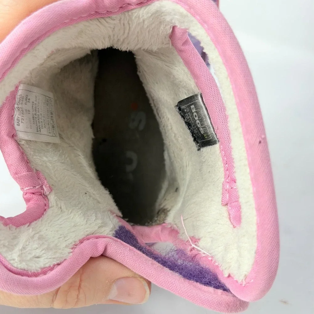 Bogs Baby Owls Purple Pink Waterproof Faux Fur Lined Boots 72166I-540 Kids 10